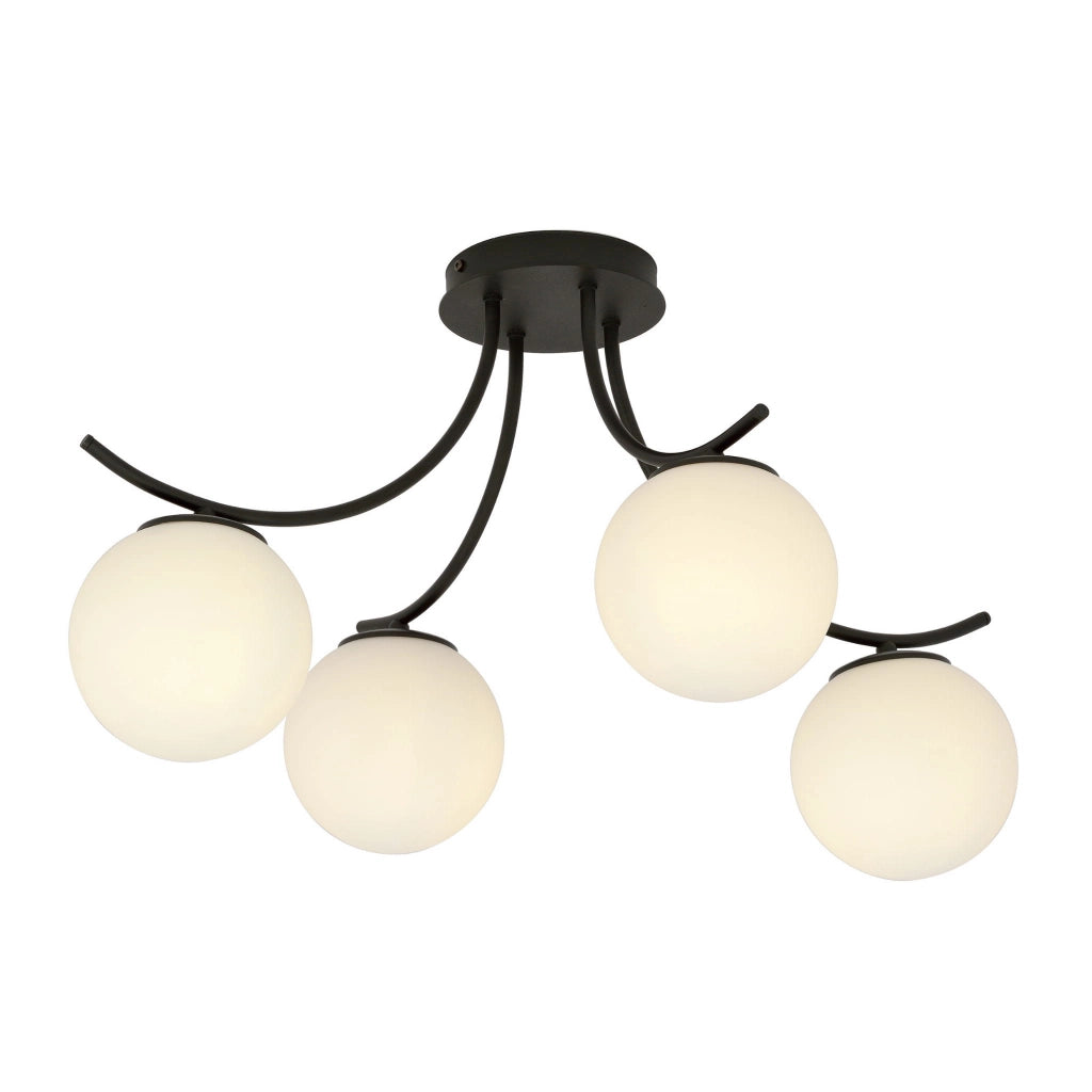 Emibig Plafoniera Boston 4 luci E14 nero opale 70cm