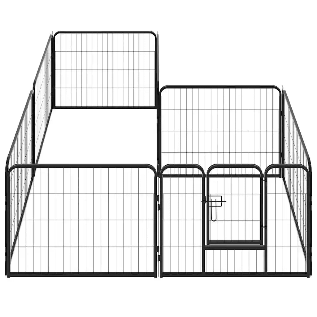 Box per Cani con 8 Pannelli in Acciaio 60x80 cm Nero 170572