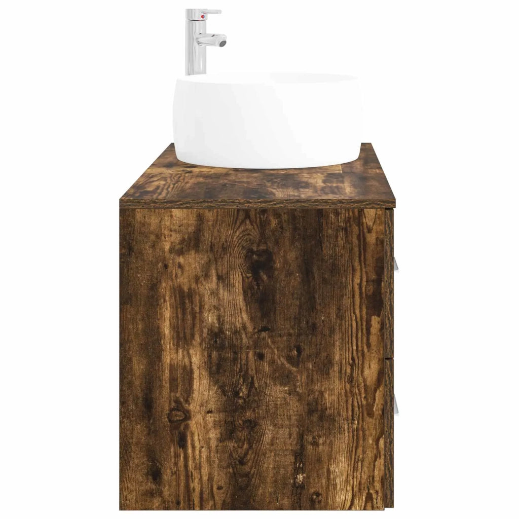 Set di mobili per il bagno 2 pz Rovere Fumo 3404004
