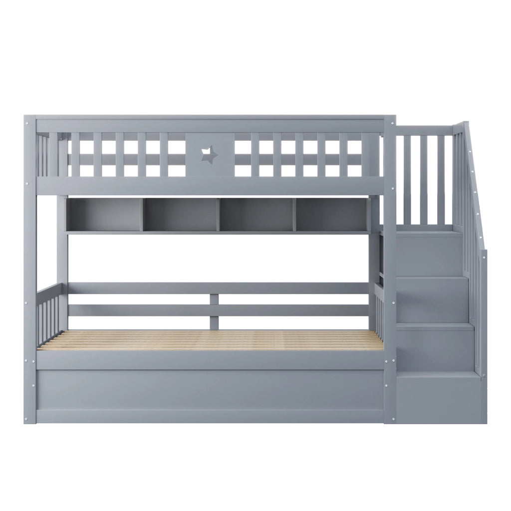 Letto a Soppalco con Contenitore Idraulico e Scaffali ¨C MINIMAL ¨C 90x200, Grigio