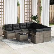 Set Divano da Giardino con cuscino 9 pcs Grigio polyrattan 3353968