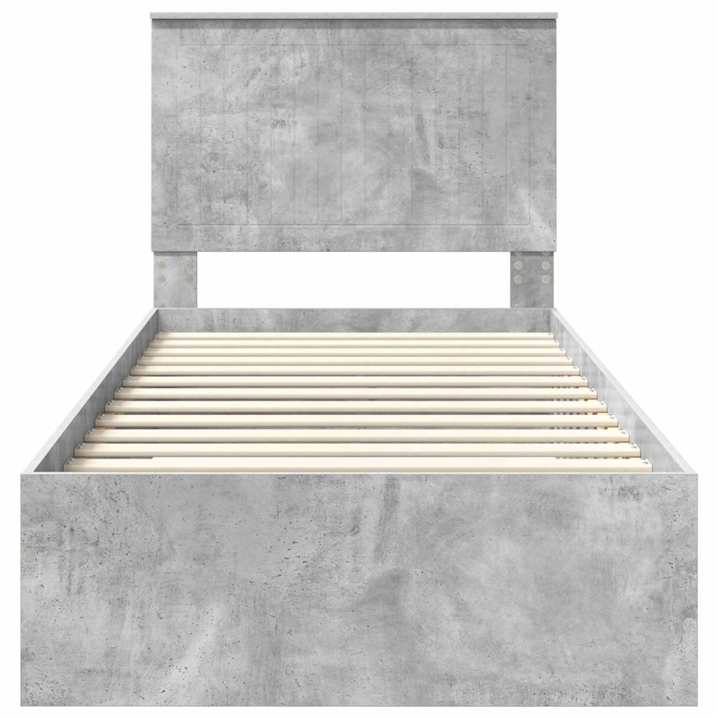 Letto singolo | Letto per adulti | Struttura del letto con testiera Grigio cemento 90 x 200 cm