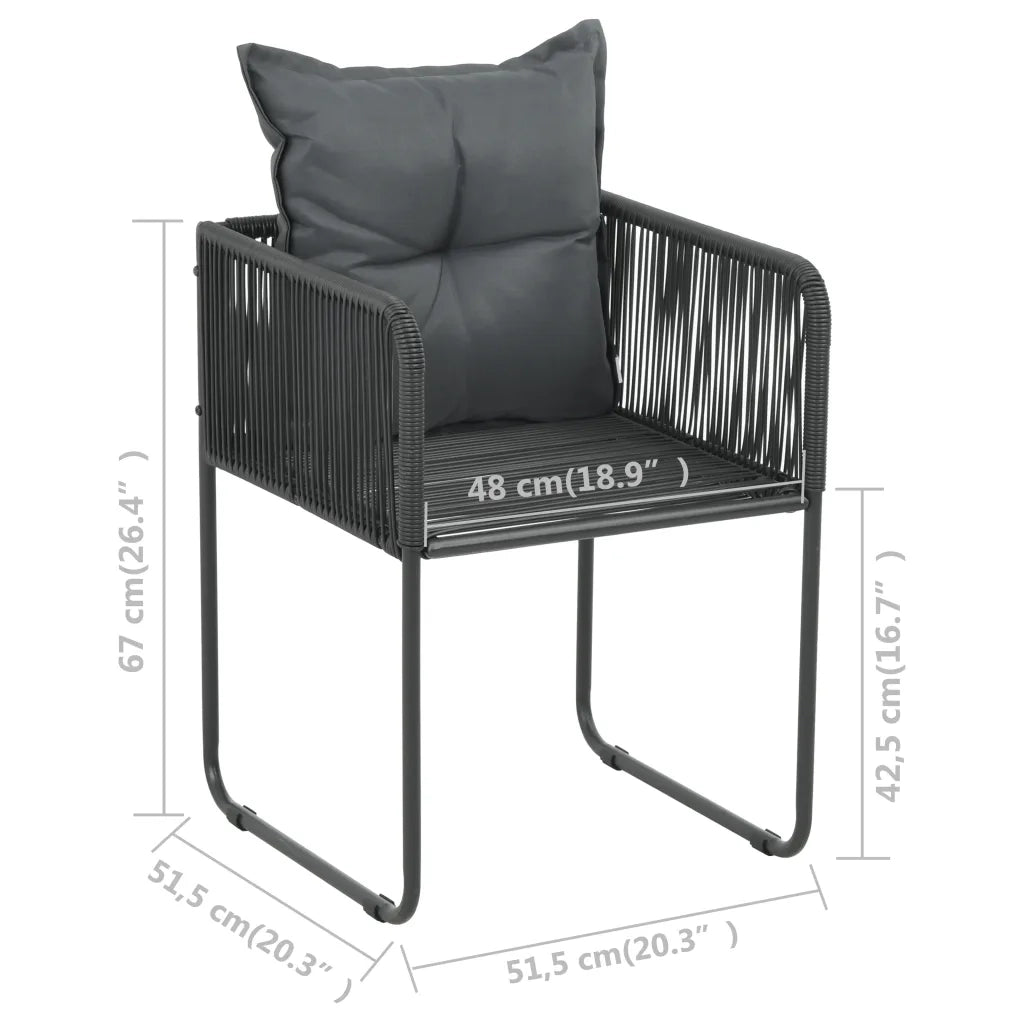 Set da Pranzo da Giardino 5 pz in Rattan PVC Nero e Marrone 3060107