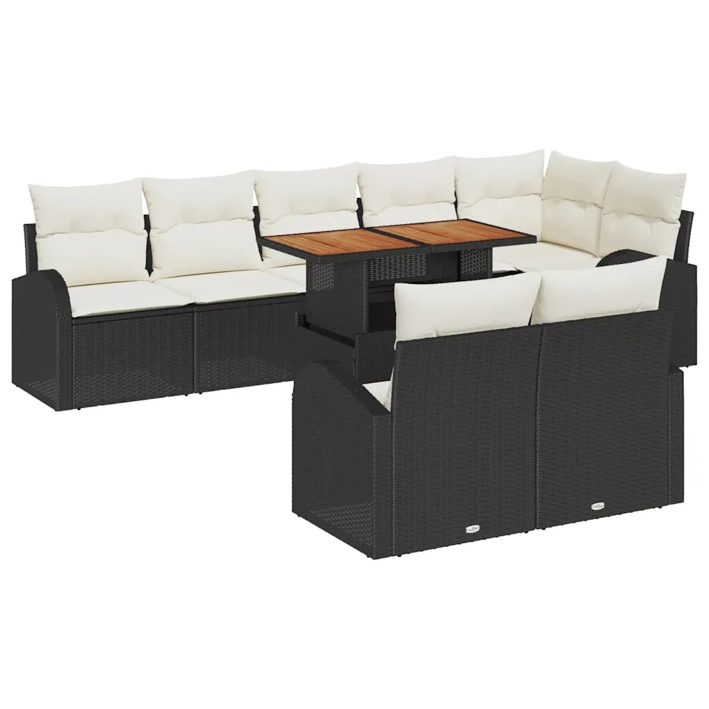 Set Divano da Giardino con archiviazione 9 pcs Nero Poly Rattan 3358336