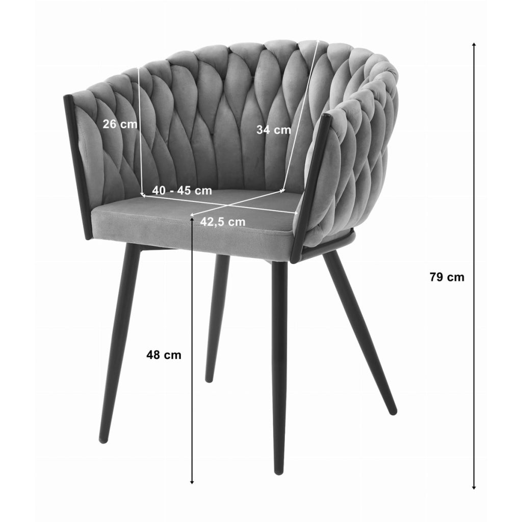 Sedia poltroncina Orion in velluto beige con gambe nere