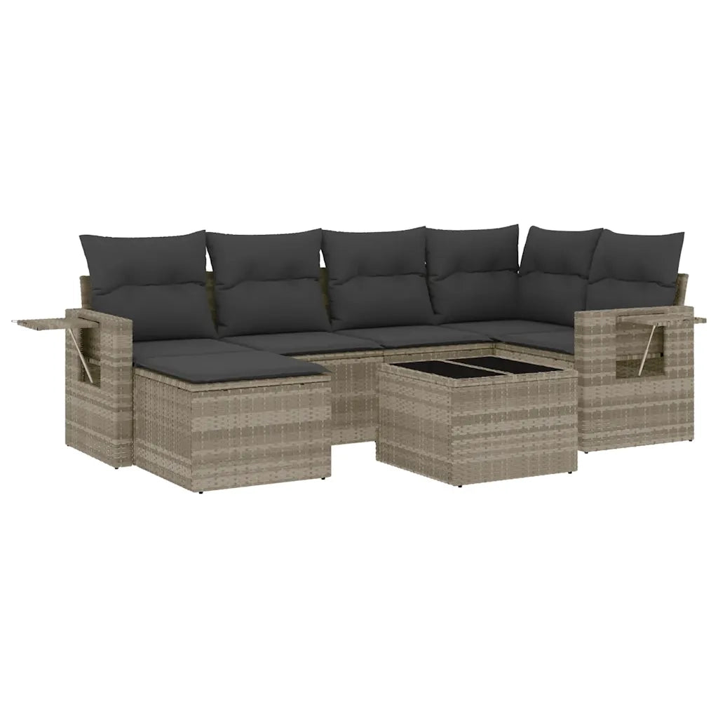 Set Divani da Giardino 7pz con Cuscini Grigio Chiaro Polyrattan 3220471