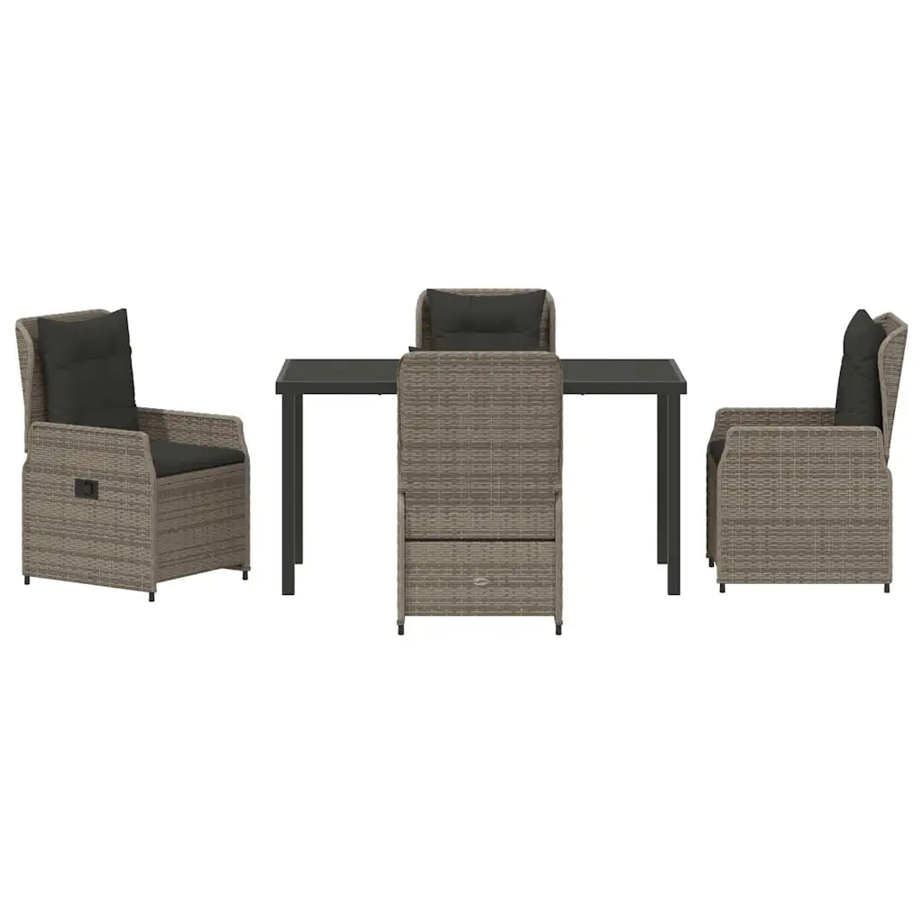 Set da Pranzo per Giardino 5 pcs Grigio polyrattan