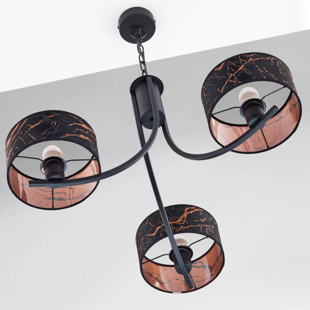 Lampada a sospensione nera rame 3xE27 Arthur Jupiter