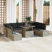 Set Divano da Giardino 10 pcs Grigio chiaro Poly Rattan 3357985