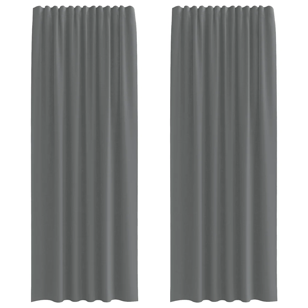 Tende in Voile con Tasche per Aste 2 pz Grigio Scuro