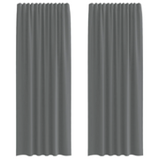 Tende in Voile con Tasche per Aste 2 pz Grigio Scuro