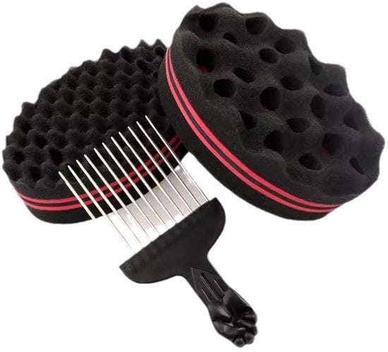 Sponda per parrucchiere per stiliare capelli afro, inclusa estensione capillare da 2 pezzi.