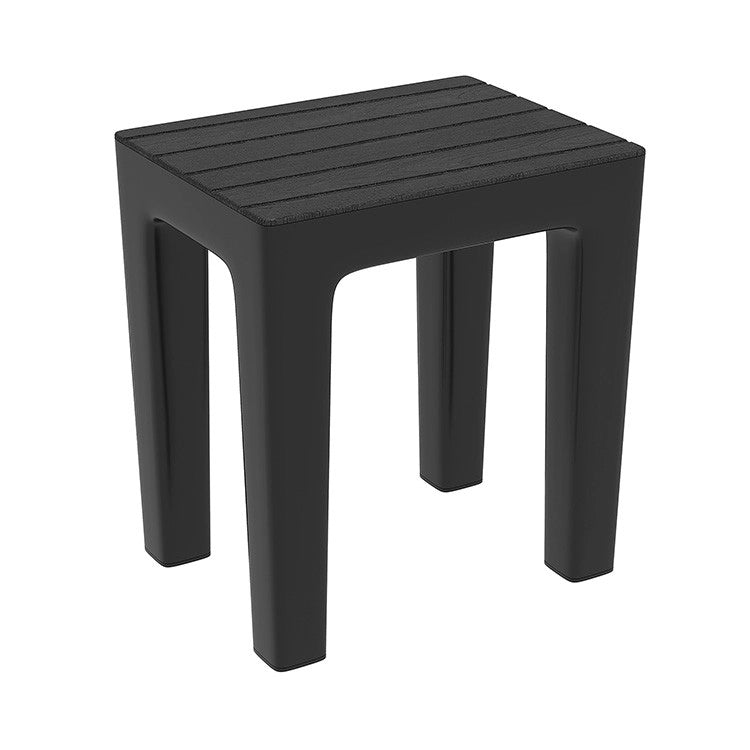 Sgabello bagno e casa in plastica effetto legno Colore nero 38x29x41,5 cm Feridras Linea Woody