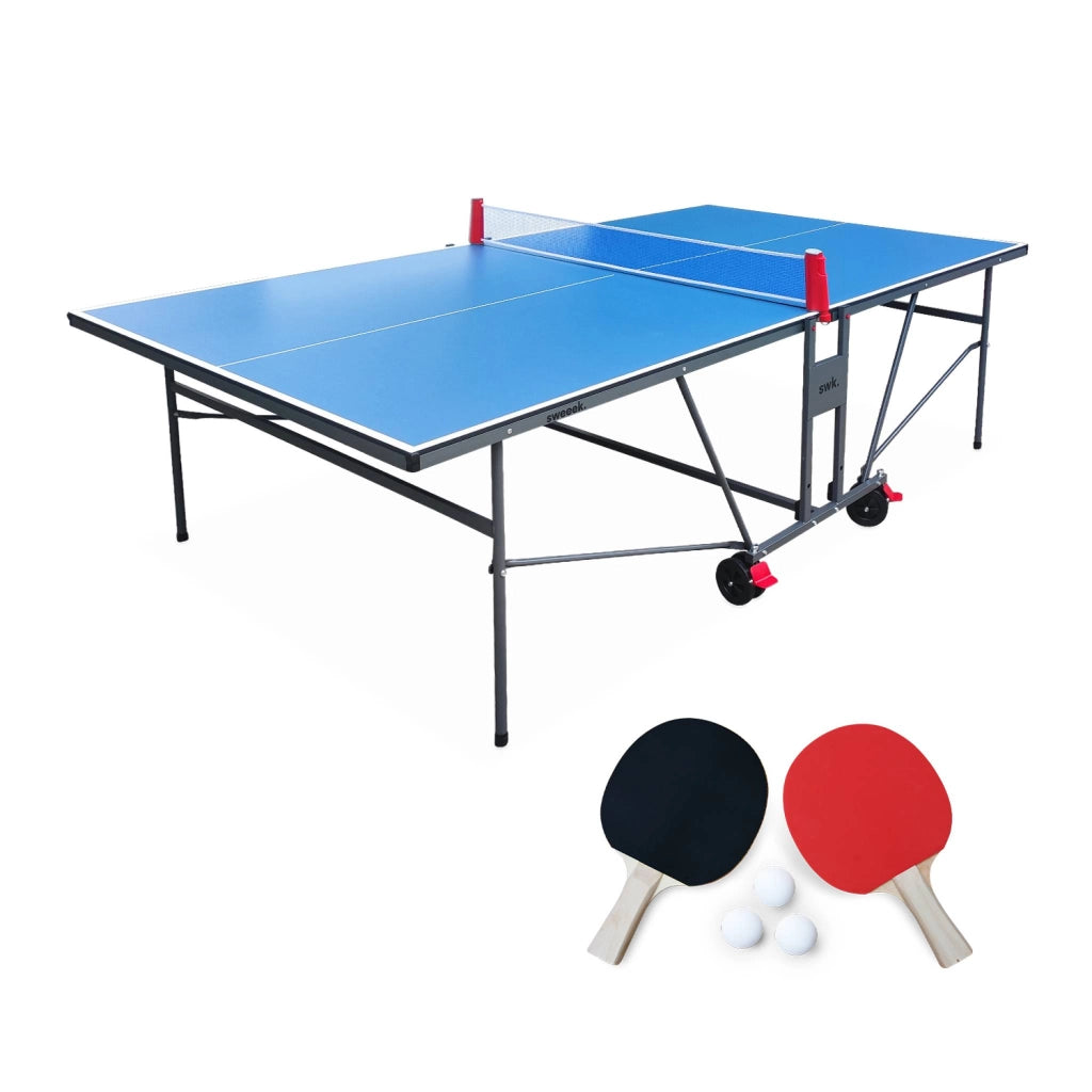 Tavolo da ping pong per interni piegabile con 2 racchette e 3 palline,