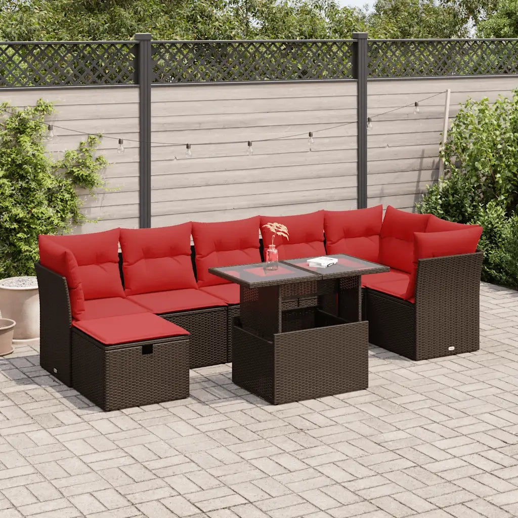 Set Divani da Giardino con Cuscini 8 pz Marrone Polyrattan 3327794