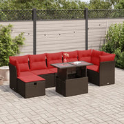 Set Divani da Giardino con Cuscini 8 pz Marrone Polyrattan 3327794