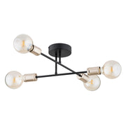 Plafoniera loft metallo nero oro Estena Alfa 4xE27