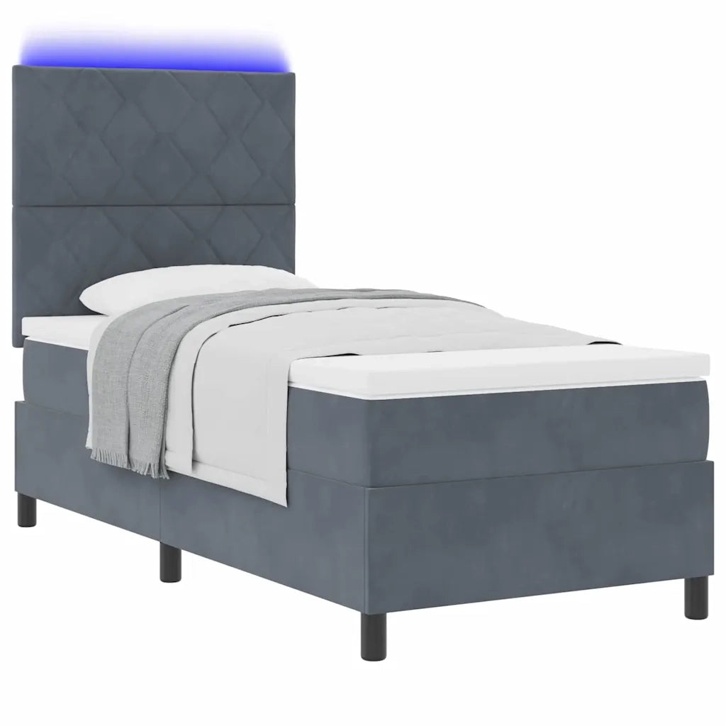 Letto a Sorgente LED Grigio scuro 90 x 190 cm Velluto 3343347