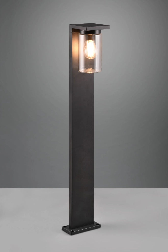 ARDILA PALO ALTO DA ESTERNO FUSIONE ALLUMINIO NERA CON VETRO CILINDRO SENSORE CREPUSCOLARE H. 100CM IP44 1 LUCE ATTACCO E27