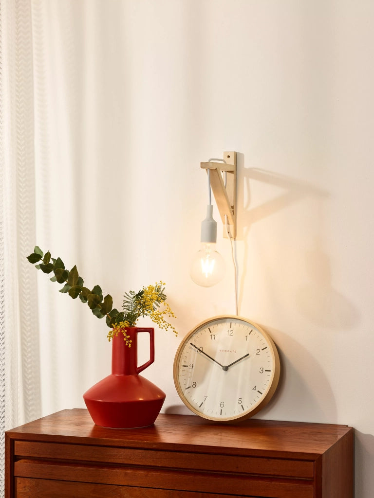 Applique scandinava bianca legno FIX WALL E27 60W Lucide