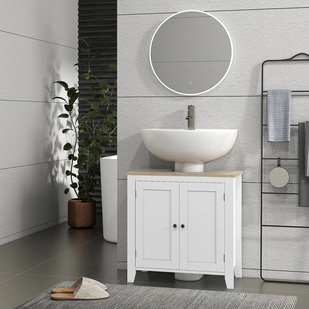 Mobile Sottolavabo con 2 Ante e Ripiano Regolabile ¨C Minimal ¨C 60x30x60 cm Bianco