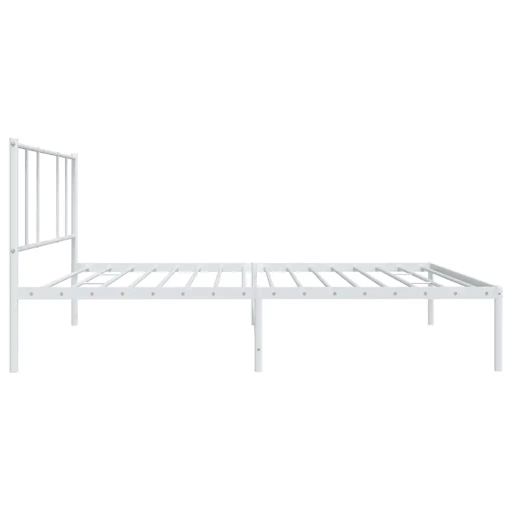 Letto singolo | Letto per adulti | Giroletto senza Materaso con Testiera Metallo Bianco 75x190 cm