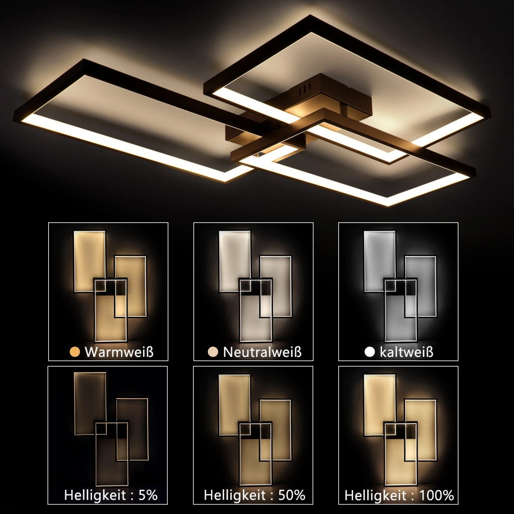 ZMH Lampada da soffitto plafoniera LED moderna telecomando metallo nero per camera letto