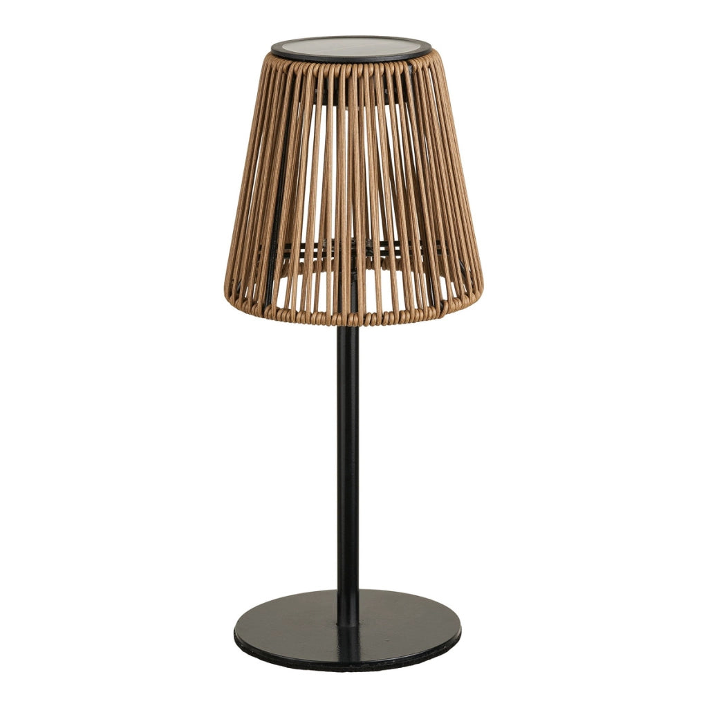 Lampada solare Salford in polyrattan marrone e metallo nero — ø13,5×30,5 cm