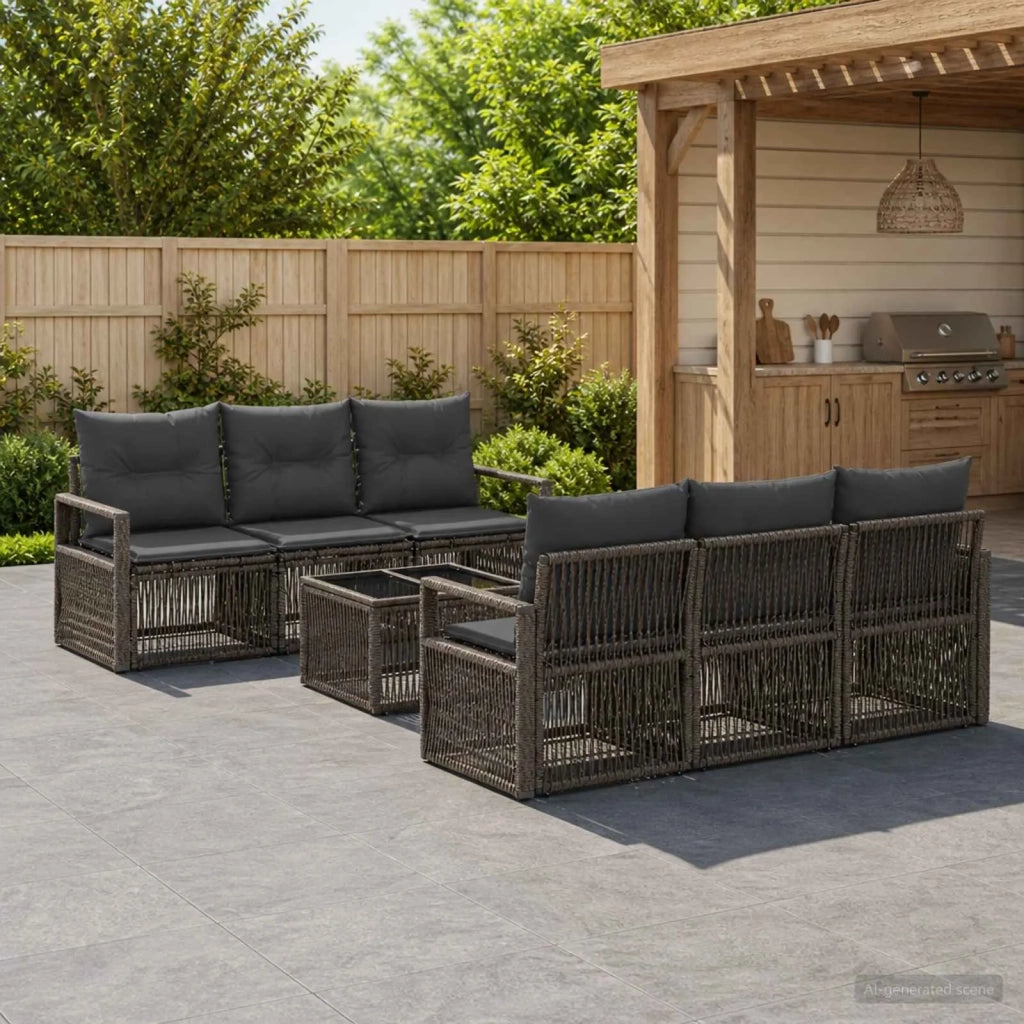 Set Divano da Giardino 7 pz Grigio polyrattan 3435644