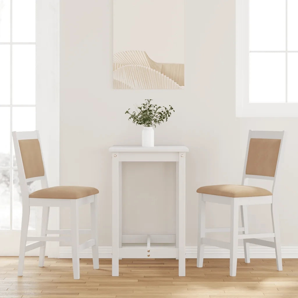 Sgabelli da Bar con Cuscini 2 pz Bianco Legno Massello di Hevea 4102567