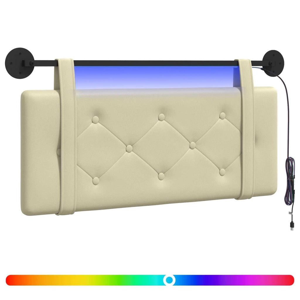 Testiera | Testata sospesa Con luce LED Crema Similpelle