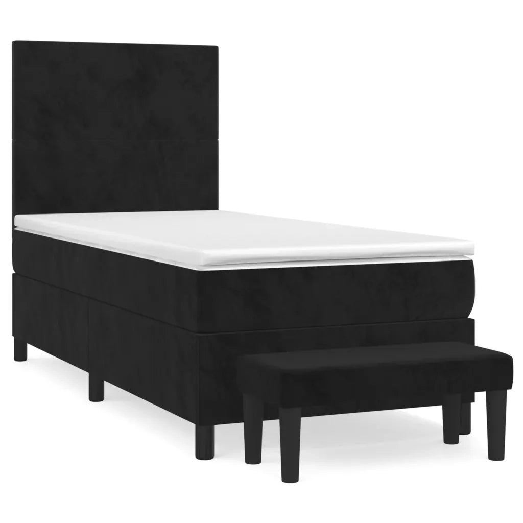 Giroletto a Molle con Materasso Nero 90x190 cm in Velluto 3137697