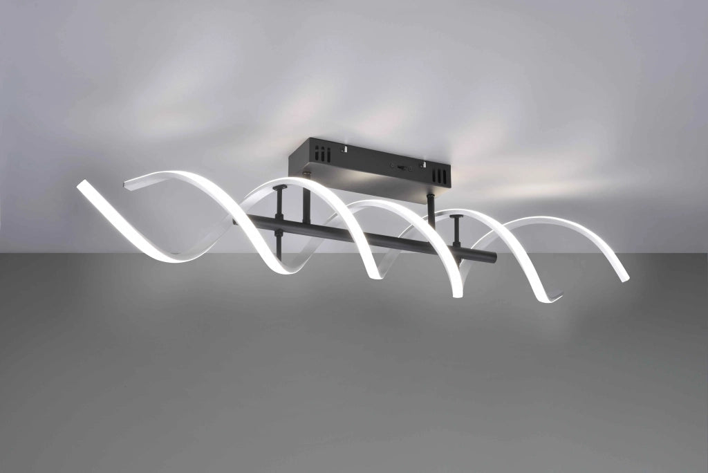 Plafoniera LED spirale, metallo, alluminio e nero, L 90 cm, Sequence