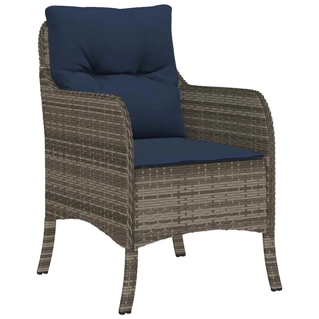 Set da Pranzo per Giardino con cuscino 5 pcs Grigio polyrattan