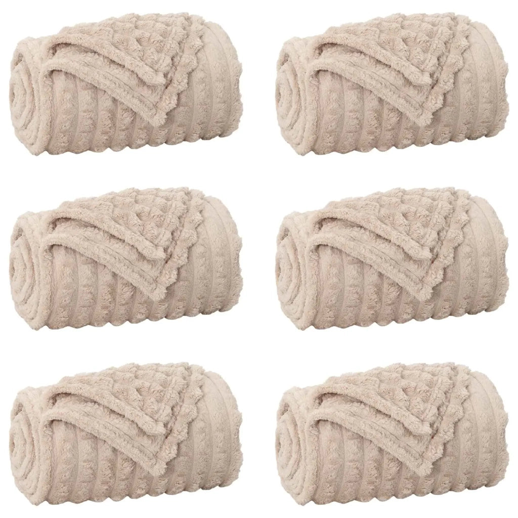 Coperte da Pile 6 pcs Beige 240 x 220 cm Panno