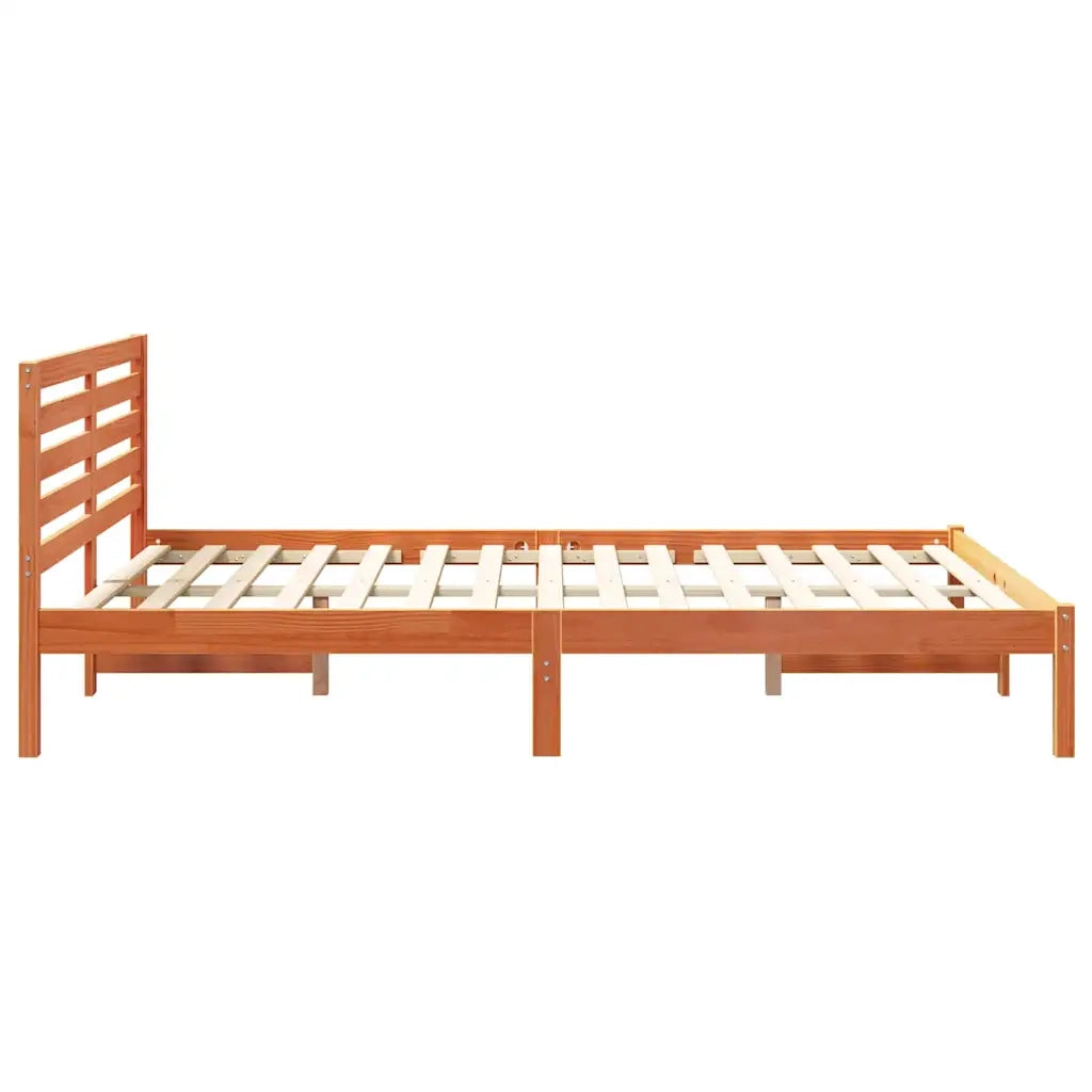Letto matrimoniale | Letto per adulti | Struttura del letto Marrone cerato 140 x 220 cm Pino massello