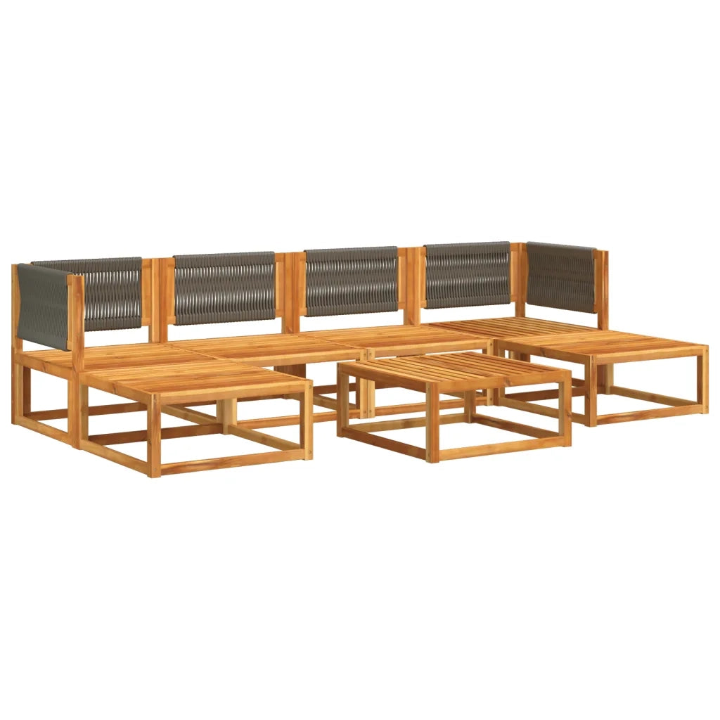 Set di divani da giardino 7 pezzi con cuscini in legno di acacia e corda