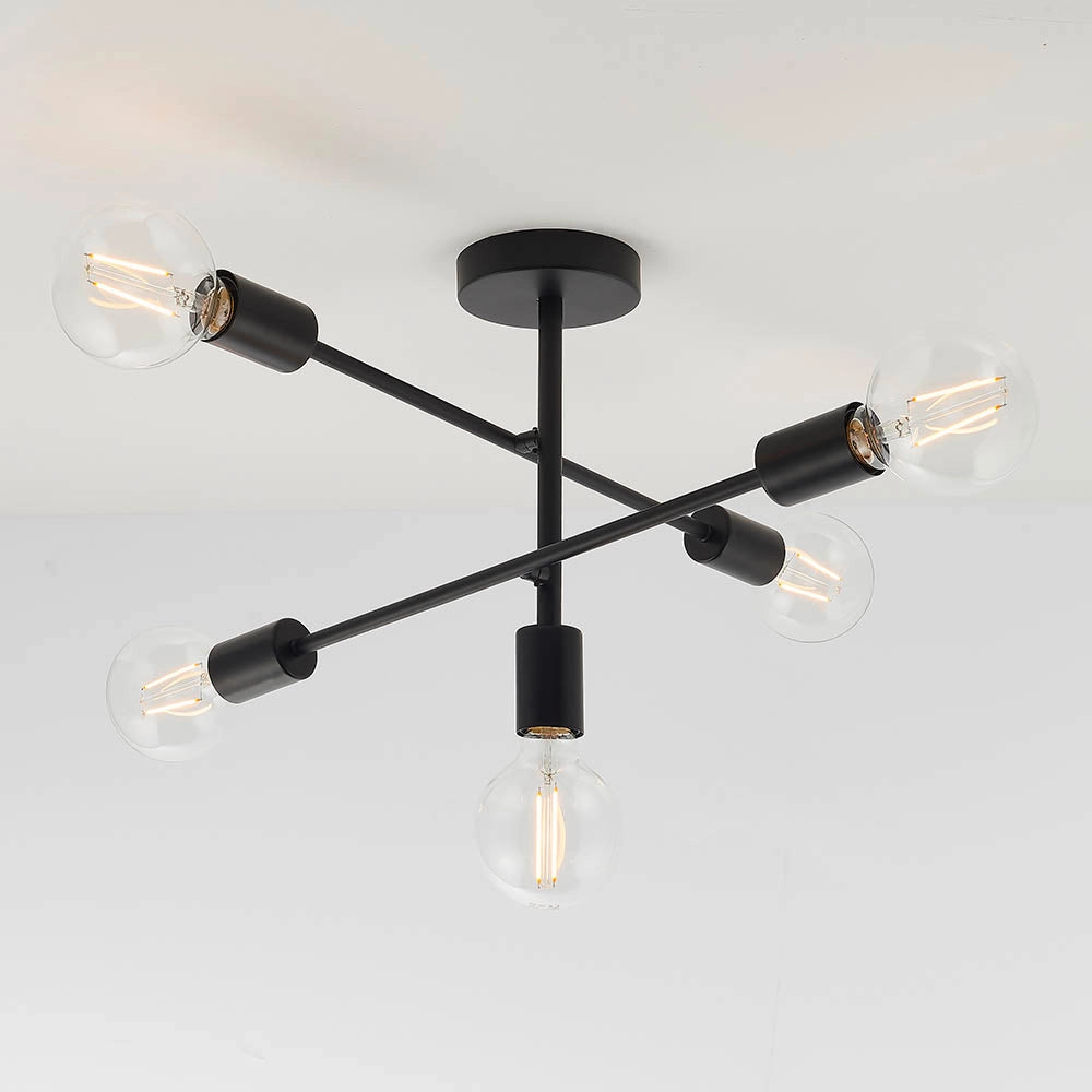 Plafoniera loft nera opaca Studio Endon 5xE27 40W metallo