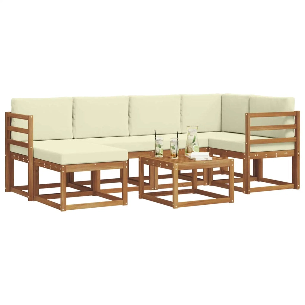 Set di divani da esterno con cuscino 7 pcs Naturale e Crema 3366658