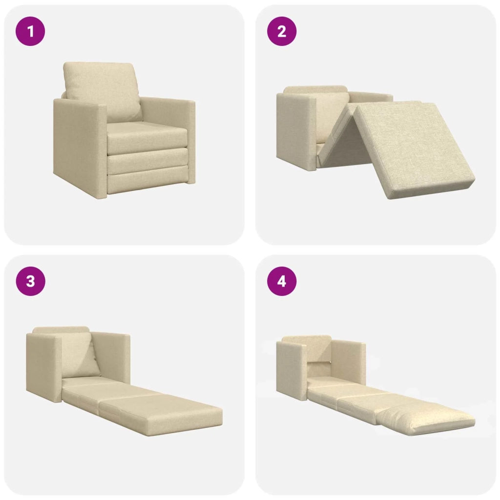 Divano letto Crema 74 x 77 x 81 cm Tessuto 4106627