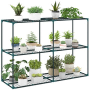 Portapiante a 3 Livelli ¨C Minimal ¨C Verde Scuro, Acciaio e Plastica, 143x48x100 cm