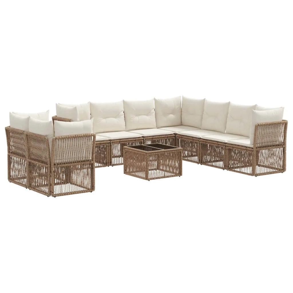 Set Divano da Giardino 10 pz Beige polyrattan 3434268