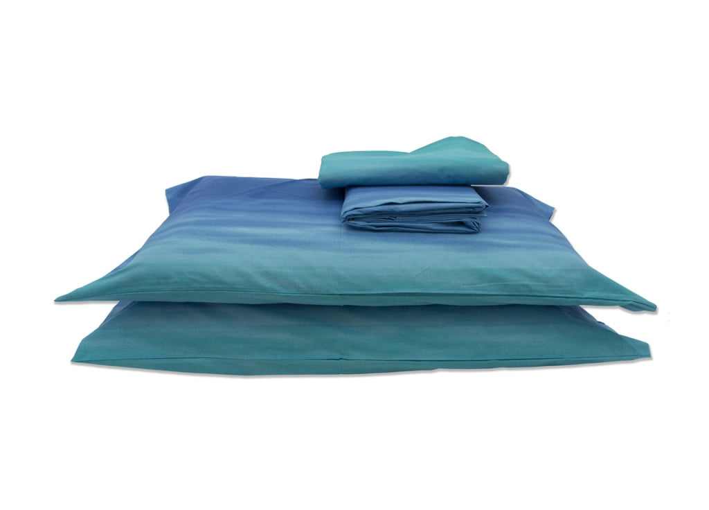 Completo Lenzuola In 100% Cotone Disegno Smeralda - Singolo - Bluette