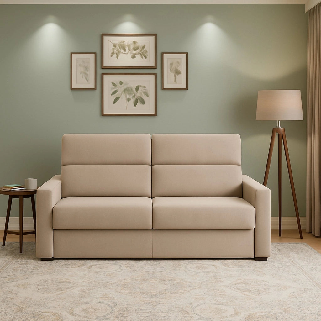 None, Divano Letto 2 Posti Sfoderabile Made in Italy, 180x95 cm Grigio Tortora
