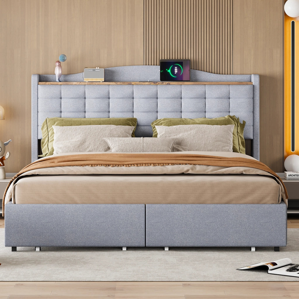 letto imbottito lino grigio 160 x 200 cm