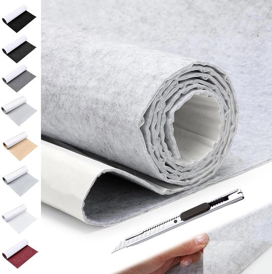Veloce adesivo Tappeto Grigio chiaro - 40 x 200 cm - 2 mm Spesso - Telaio per rivestimenti - Rivestimento interno - Utilizzo multifunzionale - Tappetino adesivo