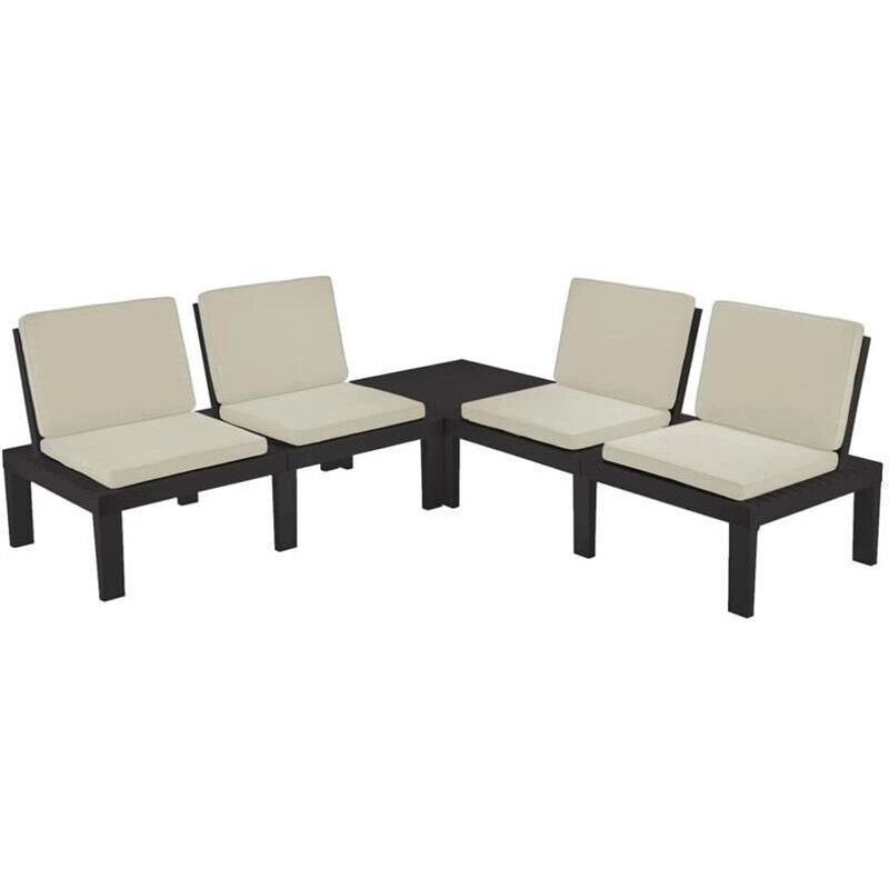 MAURY'S MOLOK SALOTTO DA GIARDINO CON CUSCINI 5 PZ ANTRACITE