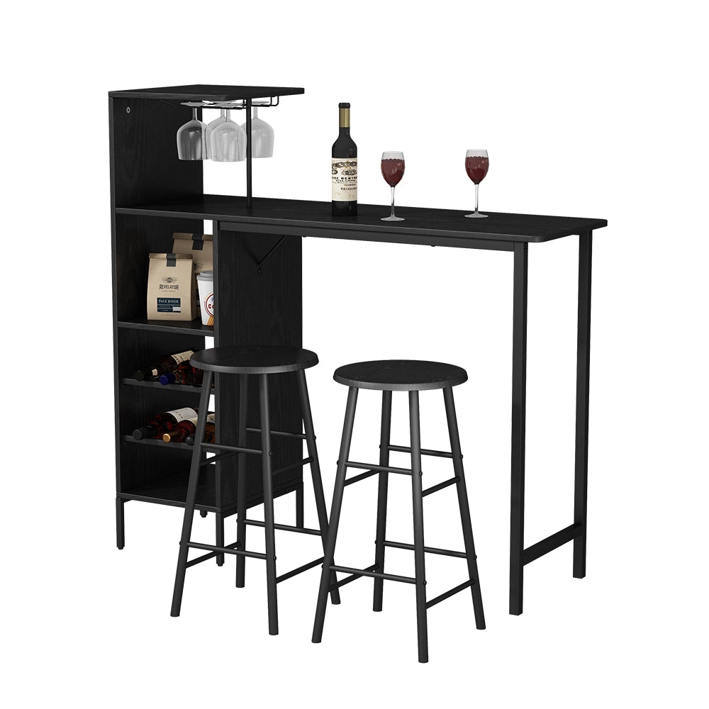 Vicco Set di tavoli da bar Nero 121.5 x 40 cm con 2 sgabelli