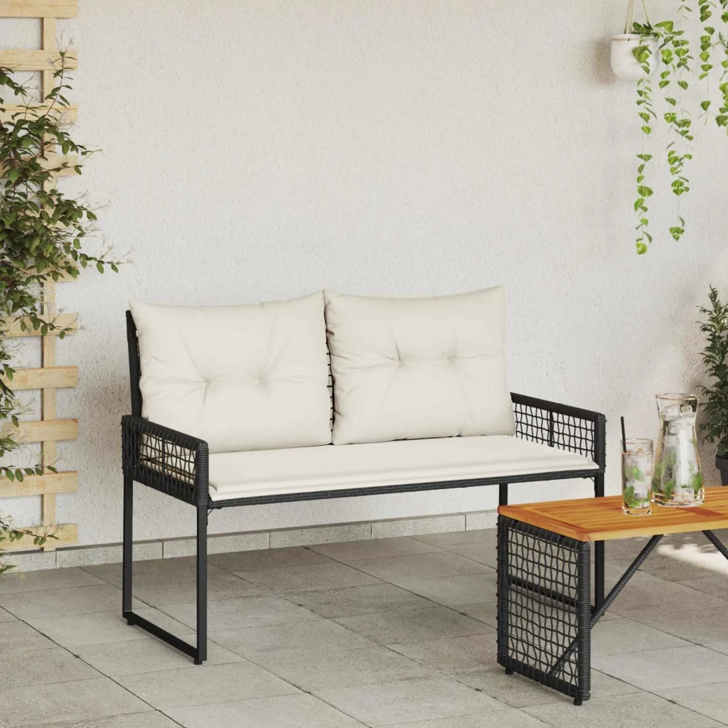Panchina da esterno Nero e Bianco Crema 118 x 55 x 82 cm 42025178