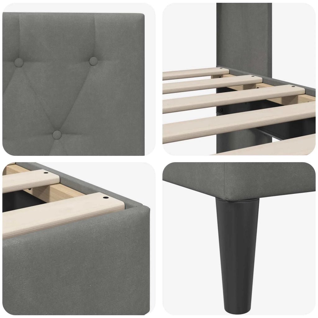 Struttura del letto-Giroletto Grigio Scuro 90 x 190 cm Velluto 460821